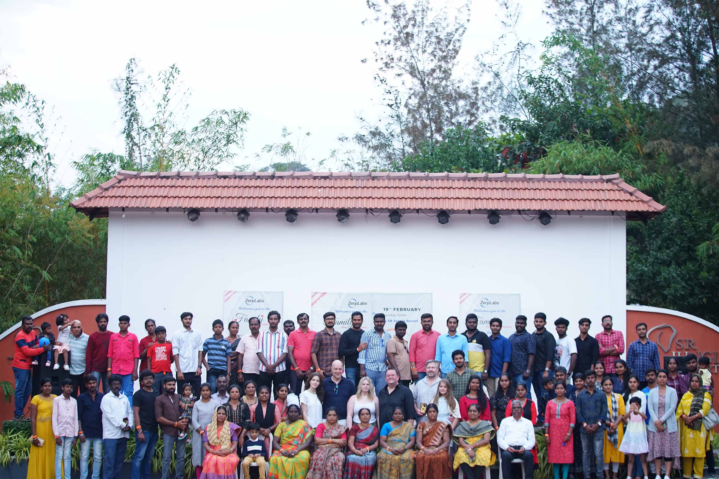 Zerp Labs team and families at an outdoor company gathering